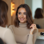 Femme élégante dans un salon de coiffure moderne
