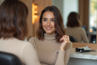 Femme élégante dans un salon de coiffure moderne