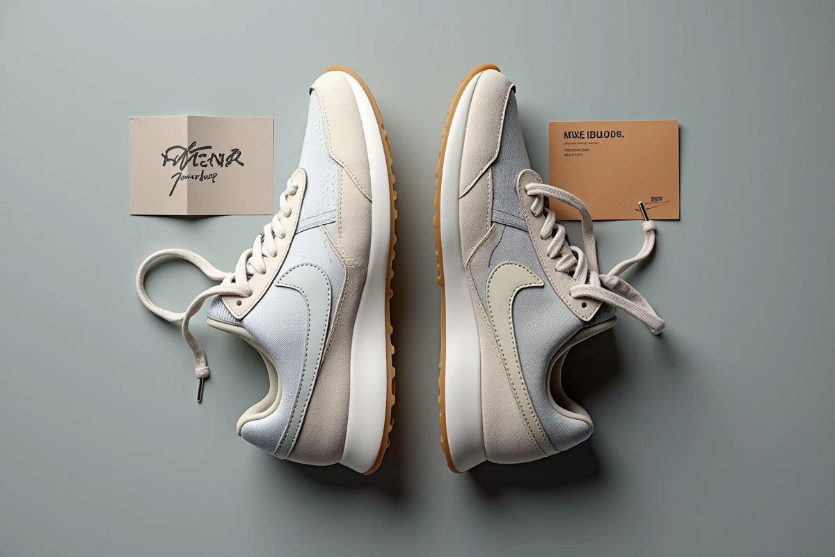 Comparaison à plat de deux paires de Nike, l'une tendance et l'autre has been aux coloris délavés, pour identifier un modèle démodé