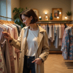 Femme élégante dans une boutique parisienne chic