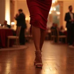 Femme élégante en robe de cocktail dansant lors d'une soirée