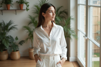 Femme en portrait dans un intérieur moderne et lumineux