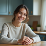 Femme souriante mettant une bague en argent