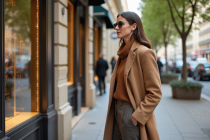 Femme élégante sur l'avenue Montaigne à Paris