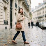 Femme élégante avec sac Premier Flirt dans Paris