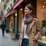Femme élégante regardant les vitrines parisiennes