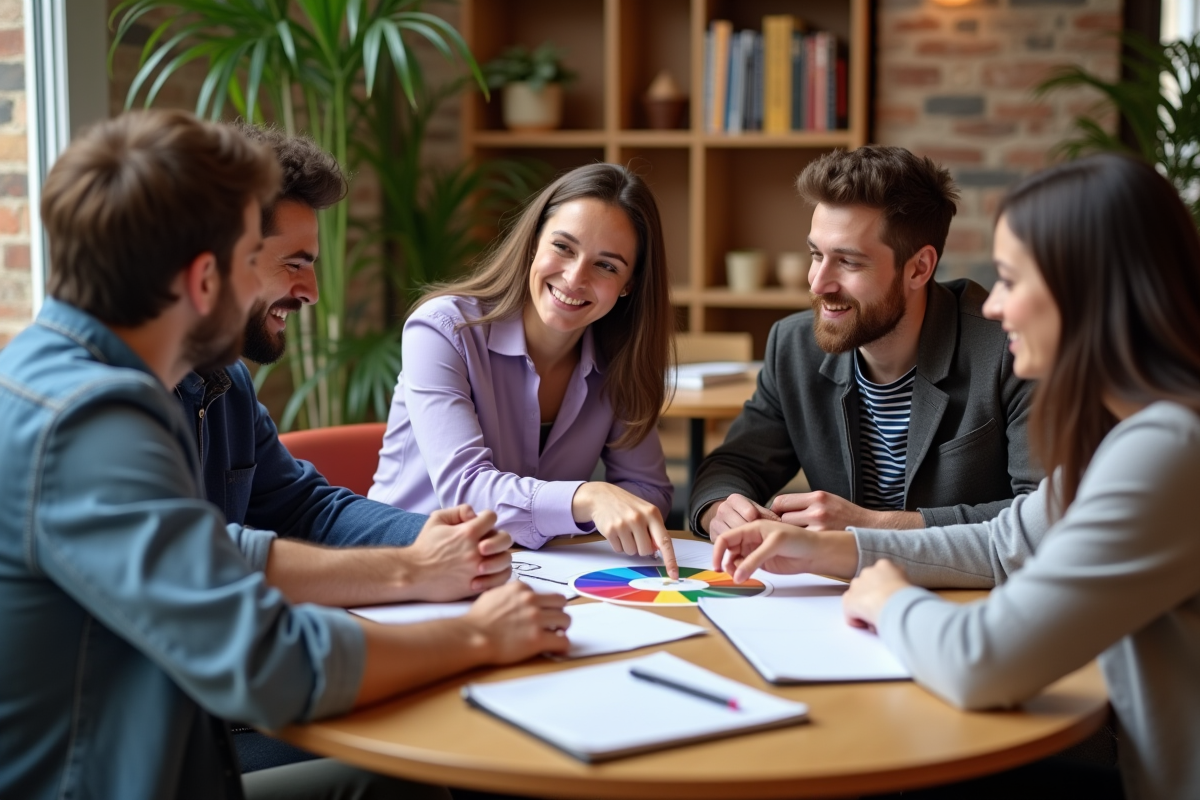 Étudiants discutant autour d