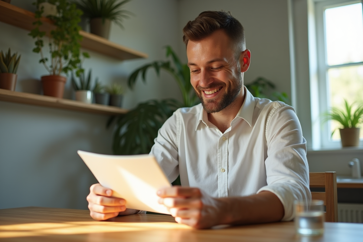 Homme lisant un pamphlet sur la vitamine B12