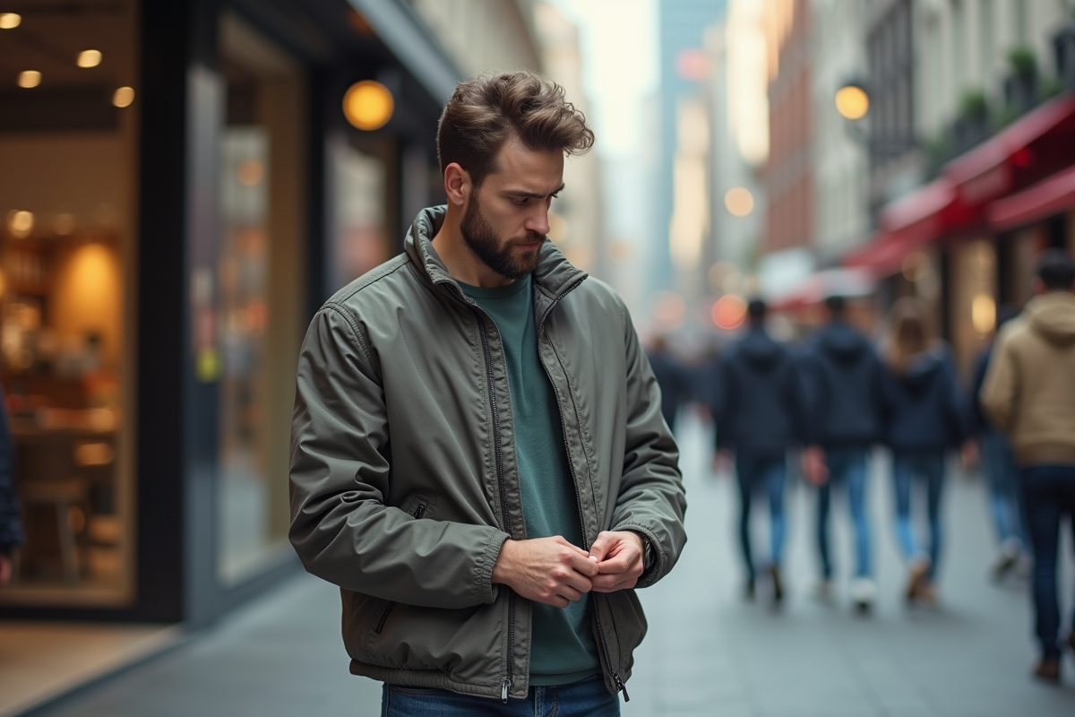 Homme vérifiant la couture d