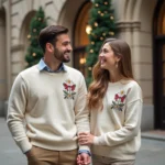 Jeune couple riant devant la mairie lors de leur mariage