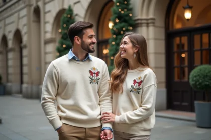Jeune couple riant devant la mairie lors de leur mariage