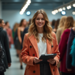 Jeune femme confiante en défilé mode backstage
