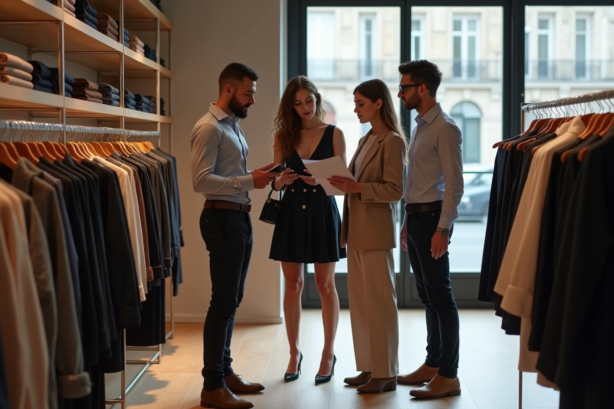 Groupe de jeunes dans une boutique de mode