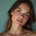Jeune femme confiante avec acné en studio mode