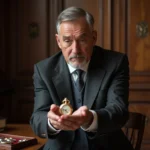 Homme élégant examinant une montre tourbillon de collection lors d'une vente privée dans une salle feutrée de Genève